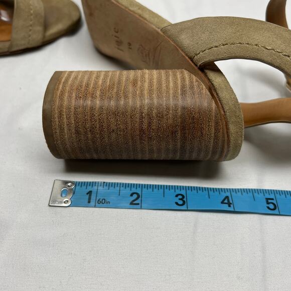 Joie Okaba Suede Stacked Heel Sand Tan Sandals 39 - Picture 10 of 10
